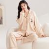 Pijamas de primavera y otoño de 2024, nuevos pantalones de manga larga, cárdigan de talla grande para mujer, ropa de casa con dibujos de osos.
