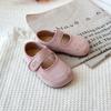 2025 Nuevos Zapatos Dulces Retro Franceses con Puf Primavera Niñas Mary Jane Zapatos de Cuero Velcro Flats Versátiles