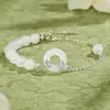 Pulsera Original con Hebilla de Seguridad de Cerradura Ruyi Plata Pura Tendencia China Retro Estilo Chino Geométrico Pulsera de Cuentas de Calcedonia Blanca Regalo
