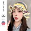 Gorro de Punto con Volantes Estilo Óleo Retro para Mujer en Otoño e Invierno Cálido Dulce y Lindo Rayado de Lana Colorido Venta al por Mayor