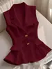 Chaleco Elegante de Exterior para Mujer, sin Mangas, Ajustado a la Cintura, con Dobladillo Fruncido, Ropa Transfronteriza Europea y Americana de Amazon