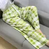 Calça de Pijama de Seda de Algodão para Mulheres, Estilo Fino para Primavera e Verão, Tamanho Grande, Caimento Solto, Calça de Perna Larga de Algodão Artificial, Pode Ser Usada Fora de Casa, Versátil, Cintura Alta, Leve