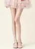 Meias brancas com laços coloridos opcionais para mulheres, estilo fino de verão, meias doces e bonitas que realçam a pele, seda branca Lolita de desejo puro