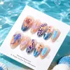 Venda Quente de Verão Europeia e Americana Polvo 3D Tartaruga Estilo Praia Unha Amêndoa Pontas de Unha Unhas Postiças Pérola de Alta Qualidade