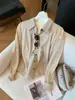 Suéter de Punto Hongmi Apparel/Falso Dos Piezas Patchwork Cuello Polo Manga Larga para Mujer, Cárdigan Holgado 2026 Otoño