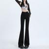 Pantalones negros ajustados, pantalones acampanados elásticos de otoño e invierno para mujer, nuevos jeans de cintura alta de 2025, pantalones de herradura pequeños que combinan con todo.