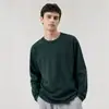 Amazon Transfronteiriço Novo Produto Mais Vendido Manga Longa Outono e Inverno Gola Redonda Camiseta Básica Masculina Cor Vermelho Tijolo Versátil Solta Cor Sólida