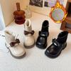 Botas de Algodão Forradas com Fleece para Bebê Menina 2025 Inverno Novo Estilo Botas Curtas Quentes de Princesa Laço Botas de Couro para Menina