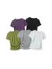 Camiseta Básica de Manga Corta Versátil de Color Sólido para Mujer Heyhenry de Verano, Corte Ajustado, Ceñida a la Cintura, Cuello Redondo