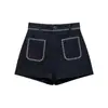 ZADATA & ZR Moda Feminina 2025 Nova Moda Europeia e Americana Shorts Jeans Simples com Bordado
