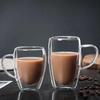 Taza de Vidrio de Doble Capa de Alto Borosilicato, Taza de Café Aislada con Asa, Taza para Desayuno de Leche y Jugo, Vidrio de Alto Borosilicato