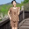 Conjunto Elegante de Algodão e Seda Sem Mangas para o Verão, Calças de Cinco Pontos Estilosas para Mulheres de Meia-Idade e Idosas, Shorts Soltos Plus Size, Conjunto de Duas Peças para Mães