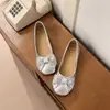 8910-1 Zapatos Planos Estilo Francés con Lazo y Pedrería Boca Baja 26 Estilo Verano Planos Estilo Ballet Mary Janes Versátiles y Cómodos
