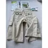 Pantalones Vaqueros de Bolsillo de Nuevo Diseño de Moda, de Longitud Media, Control de Abdomen, Pierna Ancha Holgada, Color Beige, Pantalones Cortos para Mujer para Ropa de Exterior