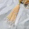 Joyería tejida a mano de cristal y perlas DIY, borlas de cuentas de arroz, colgantes, accesorios de estilo antiguo, colgantes para ropa, adornos colgantes