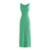 Vestido Estilo Chica Picante Estilo Americano Ajustado al Cuerpo que Resalta las Caderas para Mujer, Vestido de Verano de Alta Gama de Longitud Media Cola de Pez, Sexy Vestido con Tirantes al Cuello
