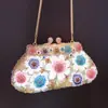 2021 Esmalte Colorido Margaridinha Gotejamento de Óleo Diamante Bolsa de Jantar Comércio Exterior Bolsa de Maquiagem Totalmente Diamantada Bolsa de Mão com Flores Nova Bolsa Feminina