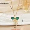 Collar Colgante de Globo de Zirconia Esmeralda Estilo Coreano Transfronterizo en Cobre para Mujer, Collar Fresco de Cadena para Clavícula, Chapado en Oro de 18K
