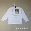 Camiseta de manga longa com estampa de letras e retrato vintage desgastado ERD de alta qualidade, corte justo, para a geração jovem abastada