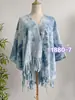 Capa de Punto Tie-Dye Étnica para Vacaciones, Capa Fina con Borlas para Mujer, Cárdigan, Chal Calado Estilo Primavera y Otoño, Blusa, Ropa Exterior