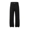 Jeans Largos Rectos Holgados para Hombre Muqiu de Peso Pesado 450g Negro High Street con Salpicaduras de Pintura Americana y Puntos