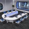 Mesa de conferência de pintura criativa simples em forma de U arco de mesa de comando mesa multi-tecnologia sensor de mídia console do centro de comando