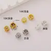 Collar Pulsera de Cuentas Espaciadoras Florales Chapado en Oro de 18K de Alta Retención de Color Accesorios para Joyería Hecha a Mano DIY Cubos Cuadrados de Girasol con Circonia en Cuatro Lados