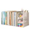 Soporte para Libros de Escritorio Estudiante Estantería para Guardar Libros Portalápices de Papelería Estantería Organizador de Archivos de Oficina Estante de Escritorio