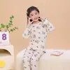 Pijama de Verano para Niñas Puro Algodón Delgado Manga Larga Estilo Nuevo Lindo Se Puede Usar Afuera Ropa de Casa de Verano para Niños Set para Aire Acondicionado