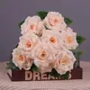 Venta al por mayor de fábrica de rosas artificiales, rosas de diamante de 9 cabezas, flores artificiales, cascada de pared de rosas, flores falsas, ramo de flores de seda