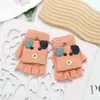 Guantes Infantiles de Tapa abatible Invierno Engrosados Dibujos Animados Niños Medianos y Grandes Guantes Cálidos de Medio Dedo para Escribir y Jugar en la Arena para Niños y Niñas