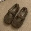Zapatos de invierno para mujer para exteriores, nuevo diseño de cuento de hadas estilo coreano, forrados de felpa para abrigar, zapatos planos Mary Jane