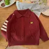 Suéter de punto trenzado con cuello polo para niños pequeños, tejido suelto, estilo académico de otoño e invierno, para niños pequeños y medianos, capa base