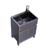 Gabinete de fregadero de acero inoxidable Gabinete de balcón Fregadero de lavandería integrado Lavavajillas Gabinete de piso de cocina Apartamento pequeño Gabinete de baño para el hogar