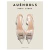 Nuevo Comercio Exterior Europeo y Americano PVC Transparente Hebilla Cuadrada Sandalias Traseras Vacías Zapatos de Moda de Tacón Fino de Punta Elegante para Mujer