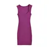 Vestido justo bodycon sem mangas com decote quadrado puramente sedutor, saia curta, novo vestido regata de cor sólida slim-fit de verão para mulheres