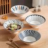 Cuenco grande de fideos de estilo japonés, cuenco de cubo de 8 pulgadas para el hogar, cuenco de fideos para dormitorio, cuenco roscado, cuenco de cerámica creativo nórdico