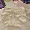 Calcinha Feminina Estilo Retrô Britânico Patchwork Cor Contrastante Cintura Média Cobertura do Quadril Amiga da Pele Algodão Puro Gancho Estendido para Mulheres