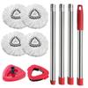 Accesorios para trapeador giratorio triangular de un solo barril con lavado manos libres transfronterizo, aptos para cabezal de trapeador con varilla de empalme de cuatro secciones de acero inoxidable