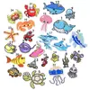 Pegatinas de Tela de Animales Serie Océano Parches para Ropa Pegatinas Patrón de Dibujos Animados Lindos Moda Reparación de Agujeros Pegatinas para Ropa Pegamento Posterior Pegatinas Bordadas
