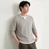 2026 se puede reactivar # Sudadera de alta gama retro de trabajo pesado de dos piezas falsas con textura horizontal de manga larga para hombre, nuevo modelo de algodón de otoño