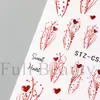Pegatinas de Uñas Artísticas Nuevas Transfronterizas Día de San Valentín Dibujos Animados Corazón Rojo Romántico Rama Pegatinas Adhesivas para Uñas Venta al por Mayor