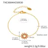 Xinyixinx Super Brilho 5A Zircônia Pequeno Diamante Girassol Conjunto de Pulseira Colar Anel Material de Aço Inoxidável Banhado a Ouro 18K