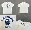 Camiseta Top Manga Curta Tendência Marca Bape Colaboração, Design Unissex Cabeça de Macaco, Camiseta Manga Curta Solta de Alta Qualidade