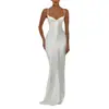 Elegante y de Moda Minimalista de Color Sólido Estilo Ins Vestido de Sirena sin Tirantes con Escote en V, Diseño que Ceñe la Cintura y Cola Larga para Eventos Nocturnos