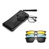 Montura de gafas magnéticas cuadradas tres en uno TR90, gafas de sol polarizadas, conjunto de gafas para miopía, gafas lisas, gafas de sol para hombre 6208