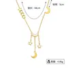Colar de aço inoxidável trevo de quatro folhas para mulheres, pingente oco com franjas, corrente elegante para clavícula, acessório de corrente para pescoço floral estilo ins