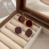 Xi Gu TH0046 S999 Aguja de Plata Pendientes Rojo Ancola Plaza Roja Otoño e Invierno Lujo Ligero Gama Alta Pendientes de Año Nuevo