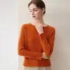 Elegante y Hermoso~Suéter de Cachemira con Cuello Redondo Hueco Suave para Mujer Tejido Holgado Elegante Sencillo Cálido Ropa de Punto de Capa Base
