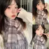 Bufanda Cuadros Linda 2025, Engrosada para Otoño e Invierno, Chal Dulce de Estudiante, Cálida y Versátil, Nuevo Calentador de Cuello Estilo Coreano